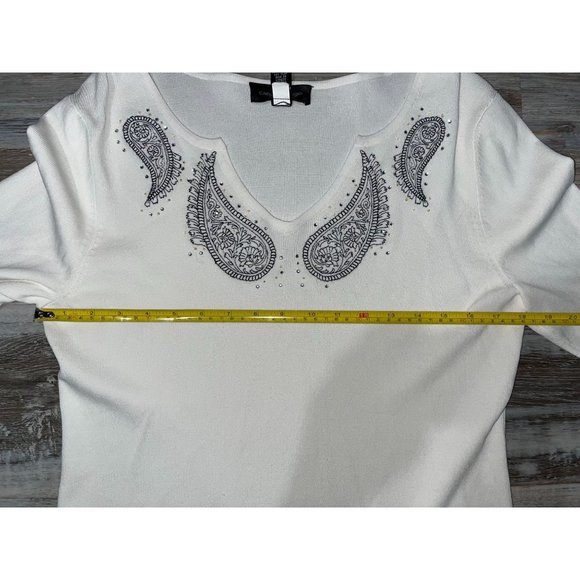 Cable & Gauge Embellished 3/4 Sleeve Top Size L - Picture 6 of 8